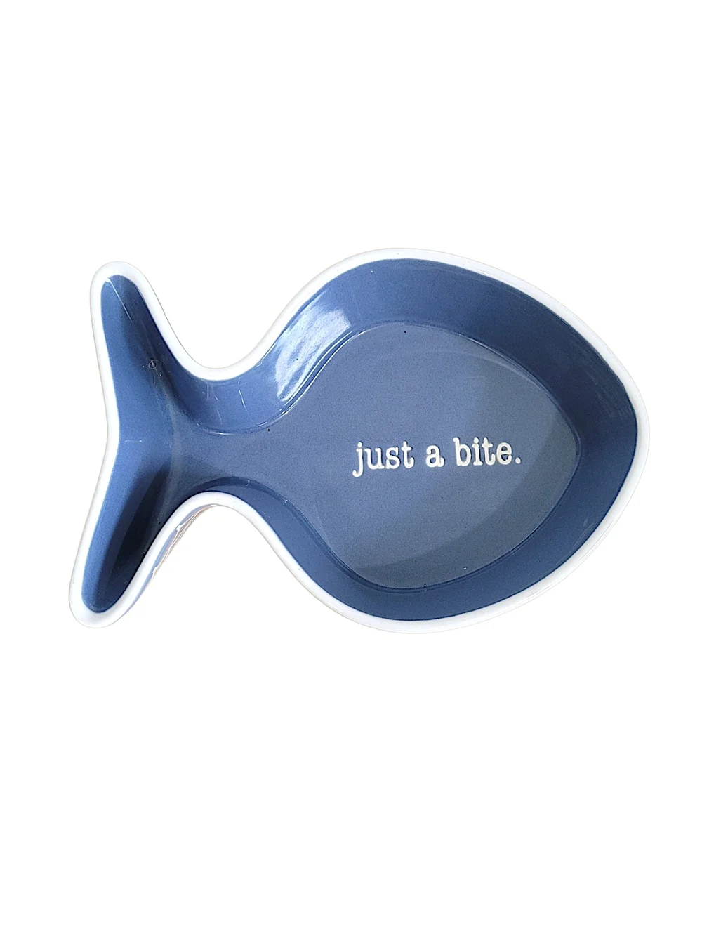 Whisker City Blue Fish-Shaped Cat Bowl